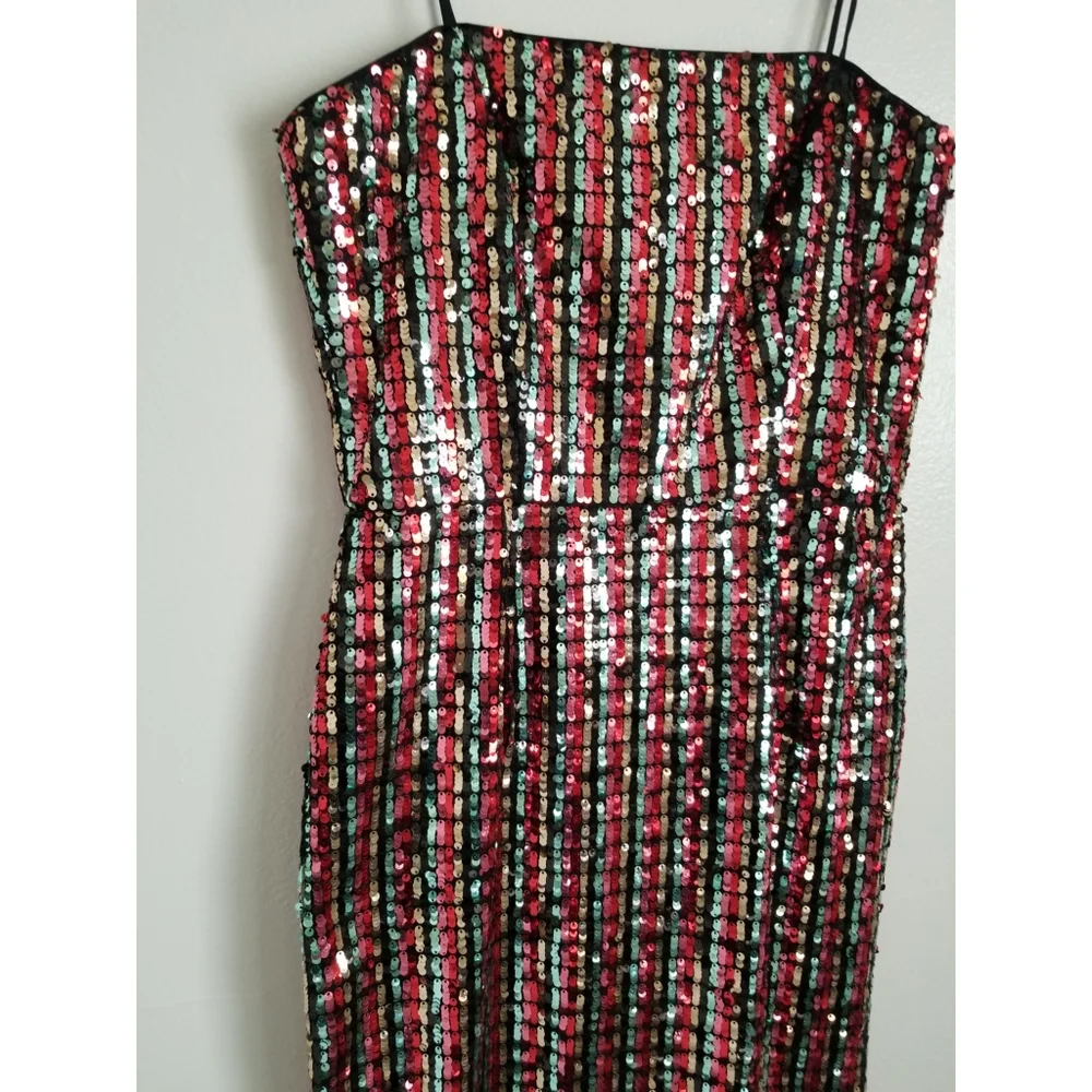 MILLY Chrystie Square Neck Sequin Midi Dress